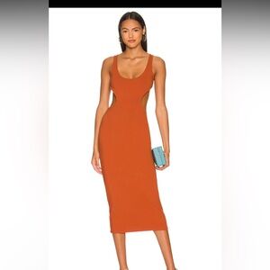 Backless Bodycon Revolve Midi Dress in Rust. Size M, Like New